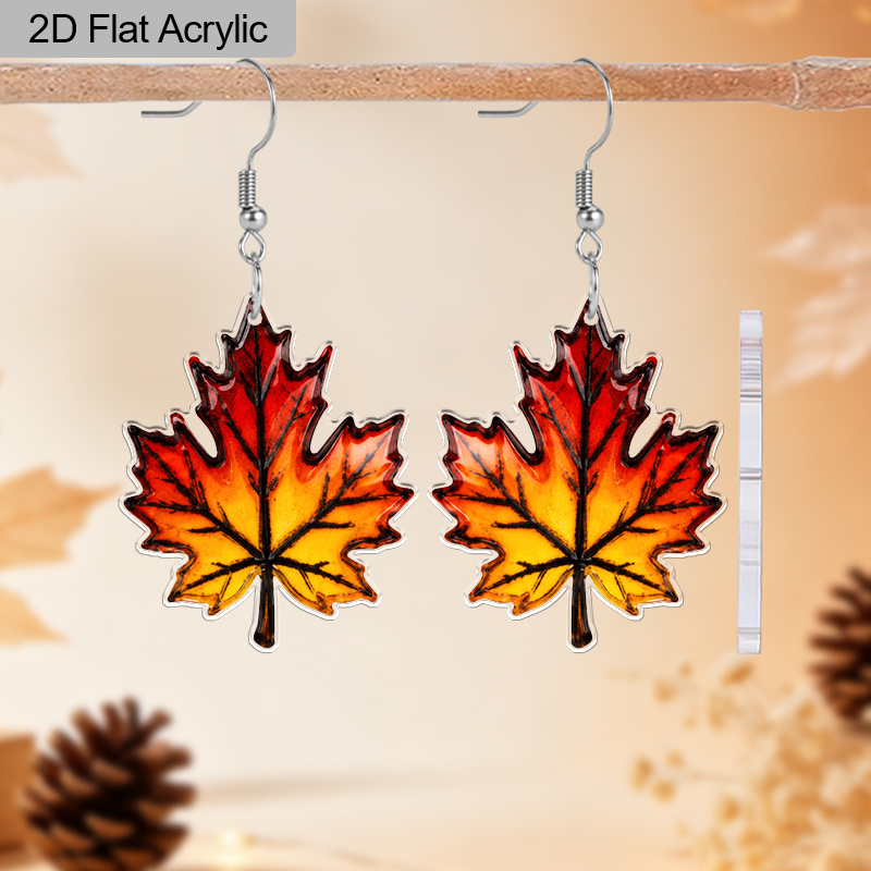 Colorful Maple Leaf Acrylic Earrings for Women
